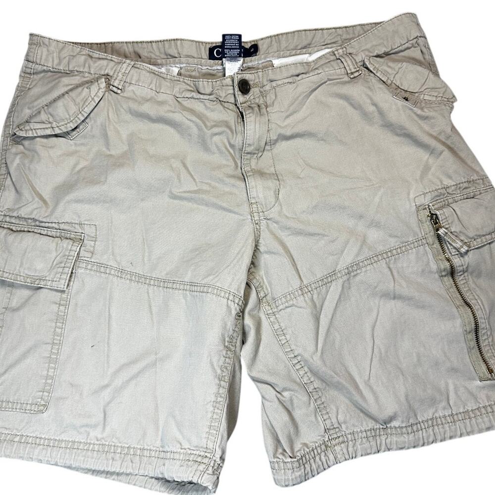 Chaps Mens Cargo Shorts Size 40 Khaki Tan 100% Cotton Casual Utility